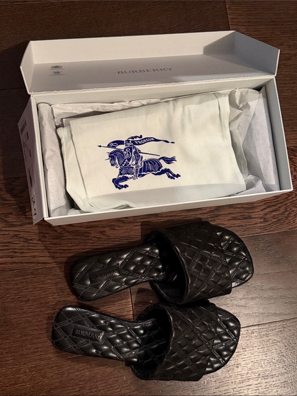 Quilted Black Slide Sandals